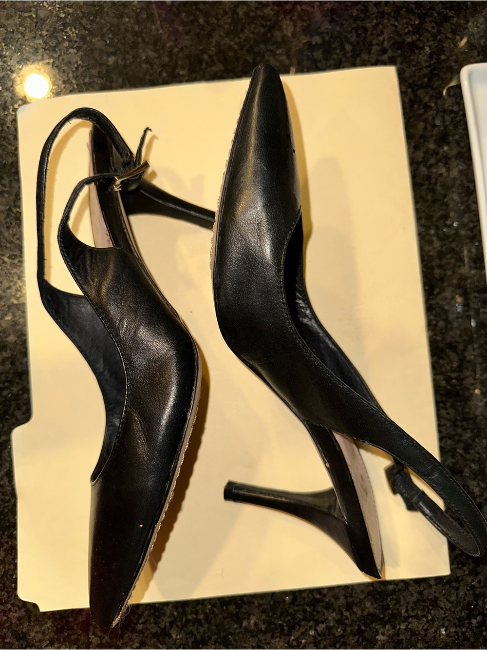 Vince Camuto Black Pointed-Toe Slingback Heels
